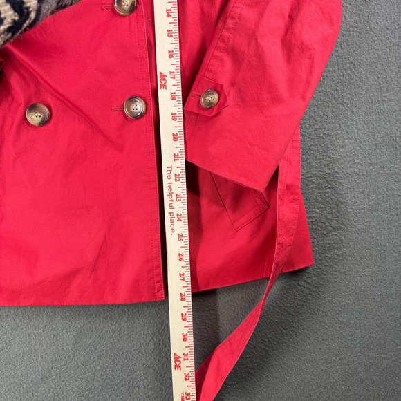 Coach Trench Coat Women S New York Red Blend Double Breasted Belted Leather Trim - Picture 5 of 10